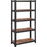 1 rayonnage  5 niveaux, 75 x 30 x 150cm (l x l x h), style industriel, noir et marron rustique