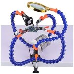 1 station de soudage troisi�me main, 5 bras flexibles 30 cm, loupe 3x pour �lectronique, bijouterie et ...