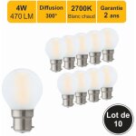 Lutece - arc - jamais utilis�] lot de 10 ampoules led filament b22 4w 470lm 2700k - garantie 2 ans