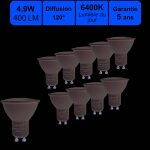Lutece - arc - jamais utilis] lot de 10 ampoules led gu10 4, 9w - 120 - 400lm 6400k - garantie 5 ans ...