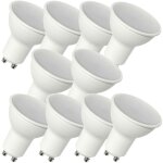 10 ampoules led gu10 dimmable 480 lumens blanc neutre 4000k, 6 watts compatible variateurs