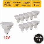 Lot de 10 ampoules led gu5. 3 (mr16) 12v 5w - 120 - 470lm 3000k - garantie 5 ans