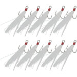 10 hame�ons triples en acier inoxydable boxsz012 avec leurres artificiels � plumes pour p�che
