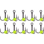 10 hame�ons triples taille 10 acier carbone vif - kit p�che vives couleurs pour leurres truite, brochet, ...