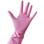 10 paires de gants en caoutchouc pour le m�nage - couleur rose - manche longue - taille s