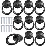 10 pcs noir poign�e d'armoire metal bouton de porte tiroir bague poign�e de traction classique poignee ...