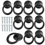 10 pcs noir poign�e d'armoire metal bouton de porte tiroir bague poign�e de traction classique poignee ...