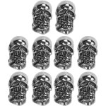 10 pi�ces pendentifs t�te de cr�ne en alliage, trou large 6mm, accessoires diy pour lampe torche