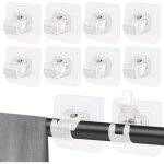 10 pi�ces support tringle rideaux sans percage, supports de tringle auto adh�sifs transparent, support ...