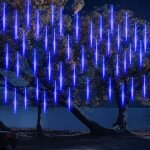 10 tubes 30cm led mtore pluie lumineuses guirlandes solaire, lumineux etanche extrieur douche pluie ...