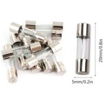 100 fusibles en verre par bo�te, 5x20mm, 0, 2a � 20a.