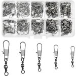 100 pcs emerillon de p�che emerillons roulement � billes pivotant de p�che avec verrouillage encliquetable ...