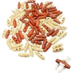 100 pi�ces boutons en bois d'olivier - 2 trous de 30 mm - pour manteaux, v�tements & diy - forme tonneau ...