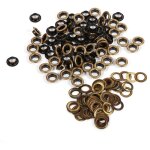 100 pi�ces d'oeillets ronds bronze noir dor� 8mm pour accessoires de d�coration diy