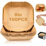100 pi�ces papier sulfuris� carr� 20 cm pour friteuse air, antiadh�sif, r�sistant graisse et eau