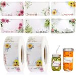 1000 pi�ces etiquettes autocollantes, �tiquettes � confiture, �tiquette autocollante fleur rectangle, ...