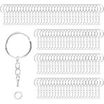 100pcs anneau porte cl� avec cha�ne, 25 mm attache porte cl�, split porte clef anneaux lot m�tal porte ...