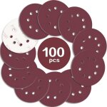 100pcs disque de pon�age 125mm grain 1200, disques a poncer papier abrasifs 8 trous id�al pour poncer ...