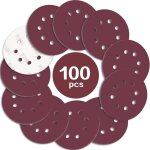 100pcs disque de pon�age 125mm grain 2000, disques a poncer papier abrasifs 8 trous id�al pour poncer ...