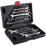 12 cl�s � cliquet articul�es avec cl� � cliquet plate de 8 � 19 mm, cl� � fourche � cliquet pour la r�paration ...