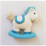 12 pi�ces bonbons de f�te cheval � bascule bleu aimant en c�ramique bapt�me naissance