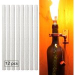 12 pi�ces m�ches fibre de verre pour torches tiki, �clairage jardin et terrasse, lumi�re ext�rieure