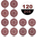 120x disque de ponage 125mm disques abrasifs pour grain de ponceuse circulaire papier sabl, 40 / 60 ...