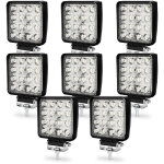 12v 24v projecteur phare de travail led carr 8x 48w led moto spot feux additionnels offroad lampe - ...