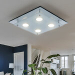 Esto - plafonnier led 12 watts lampe chrome verre design blanc satin plafonnierarena 9740030 - 4