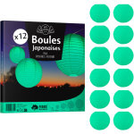 12x lanterne papier 20 cm vert d'eau - suspension boule papier 20 cm (12'') type lanterne japonaise pour ...
