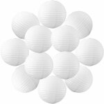 12x lanterne papier 30 cm blanc - suspension boule papier 30 cm (12'') type lanterne japonaise pour decoration ...