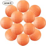 12x lanterne papier 30 cm corail - suspension boule papier 30 cm (12'') type lanterne japonaise pour ...
