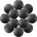 12x lanterne papier 30 cm noir - suspension boule papier 30 cm (12'') type lanterne japonaise pour decoration ...