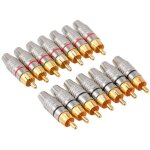 14 pi�ces connecteurs rca sans soudure, adaptateurs audio vid�o rca m�les pour c�ble coaxial, plaqu� ...