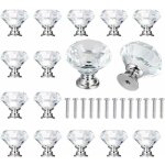 Vurahome - 15 pcs bouton de meuble diamant avec vis, portes meuble tiroir placard d�coration, 30mm poign�es ...