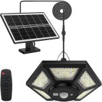 180 led lampe solaire int�rieur ext�rieur 1200lm lampe suspendue, 5 modes kit eclairage avec t�l�commande ...