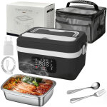 1l gamelle chauffante, rechargeable lunch box �lectrique avec minuterie et fonction, utilisation de 50min ...