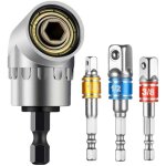 1pc foret � angle droit et 3pcs adaptateur douille 1 / 2 3 / 8 1 / 4  kit renvoi d'angle visseuse de ...