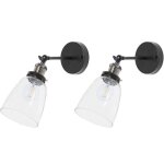 2 appliques murales en métal noir avec abat - jours flexibles en verre transparent e27 max 40w pour chambre ... 2 appliques murales en métal noir avec abat - jours flexibles en verre transparent e27 max 40w pour chambre ...