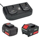 Oxeo - 2 batteries 4ah et chargeur double super rapide batterie 18v easy full - 2x 3. 5a - outils jardinage ...