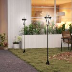 2 lampadaires sur pied solaires d'ext�rieur jardin avec 2 lampes led blanc 6000k ip44 �18, 5 x 129h cm ...
