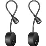 2 pack lampe chevet murale, lumi�res applique liseuse led col de cygne lumi�re 3w, 3000k blanc chaud ...