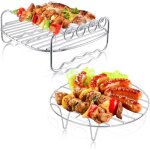 2 pcs accessoires pour friteuse � air comprim�, 7 pouces support multifonction double couche avec brochette, ...