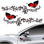 2 pcs autocollant voiture, stickers pour voiture avec motif papillons et fleurs, stickers personnalis� ...