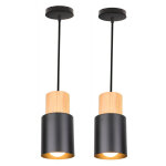 2 pcs e27 lustre suspension fer forg cuisine industrielle restaurant macaron lampe suspension (noir) ...