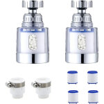 2 pcs filtre eau robinet anti - calcaire universel, rotatif 360� avec 8 �l�ments filtrants en coton pp, ...