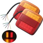 2 pcs led feu arri�re lumi�re rouge et ambre et blanc multifonctionnel remorque camion caravane van bateau ...
