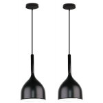 2pcs lustre suspension fer forg cratif simple moderne lampe suspension dcoratifs e27 (noir)