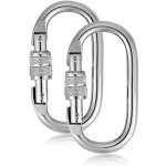 2 pcs mousqueton escalade 25kn, mousquetons inoxydable o mousqueton � verrouillage avec fermoir � vis ...