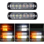 2 pi�ces 6 led barre lumineuse stroboscopique, 12v 24v clignotant gyrophare police feux de remorque, ...